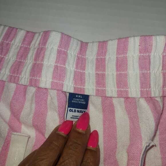 Old Navy Linen Blend Pink Striped Shorts Size XXL - Picture 12 of 14